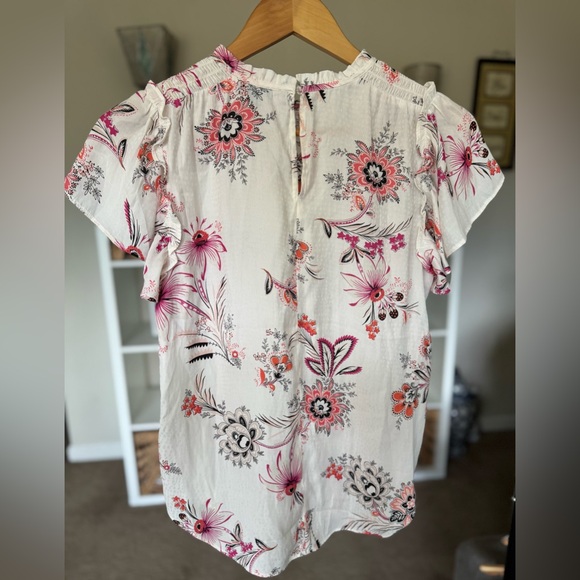 Ann Taylor Paisley Floral Smocked Ruffle Top - Picture 2 of 5